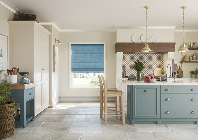 Florence Faux Suede, Cloud Blue - Motorised Roman Blind - Image 8